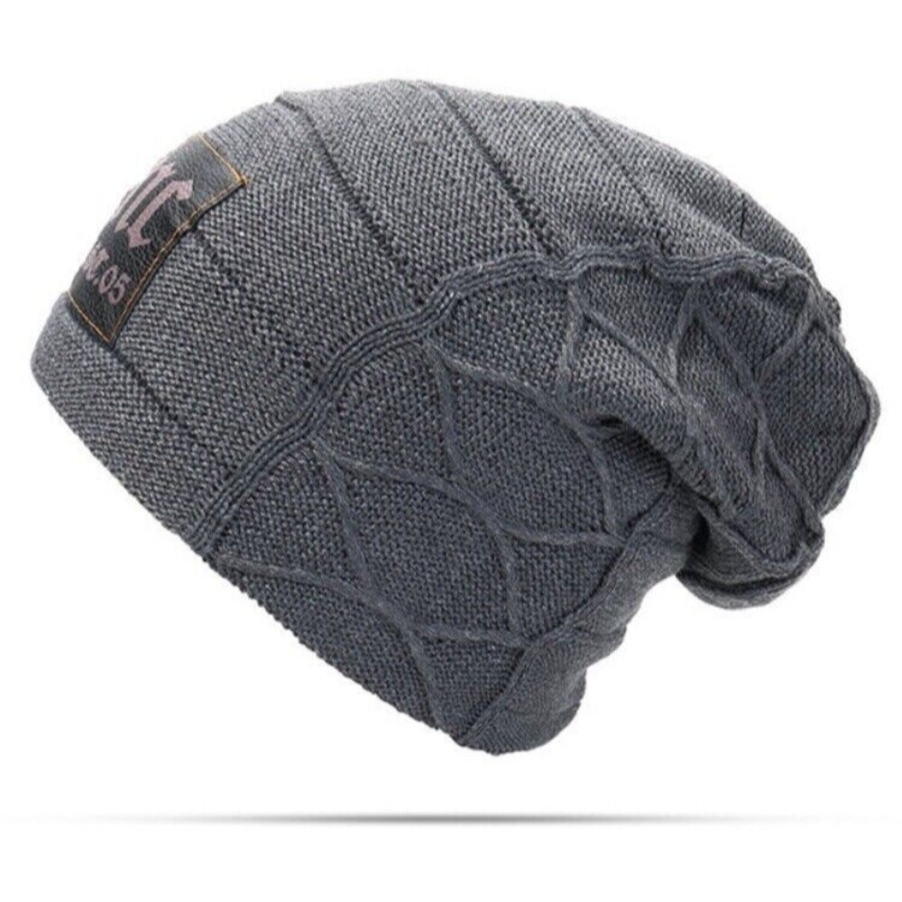Mens WARM FLEECE LINED WINTER BEANIE HAT KNIT TOBOGGAN NC SKI APPAREL New Gift